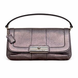 COACH Kristin Metallic Leather Flap Wristlet/Clutch LIKE NEW